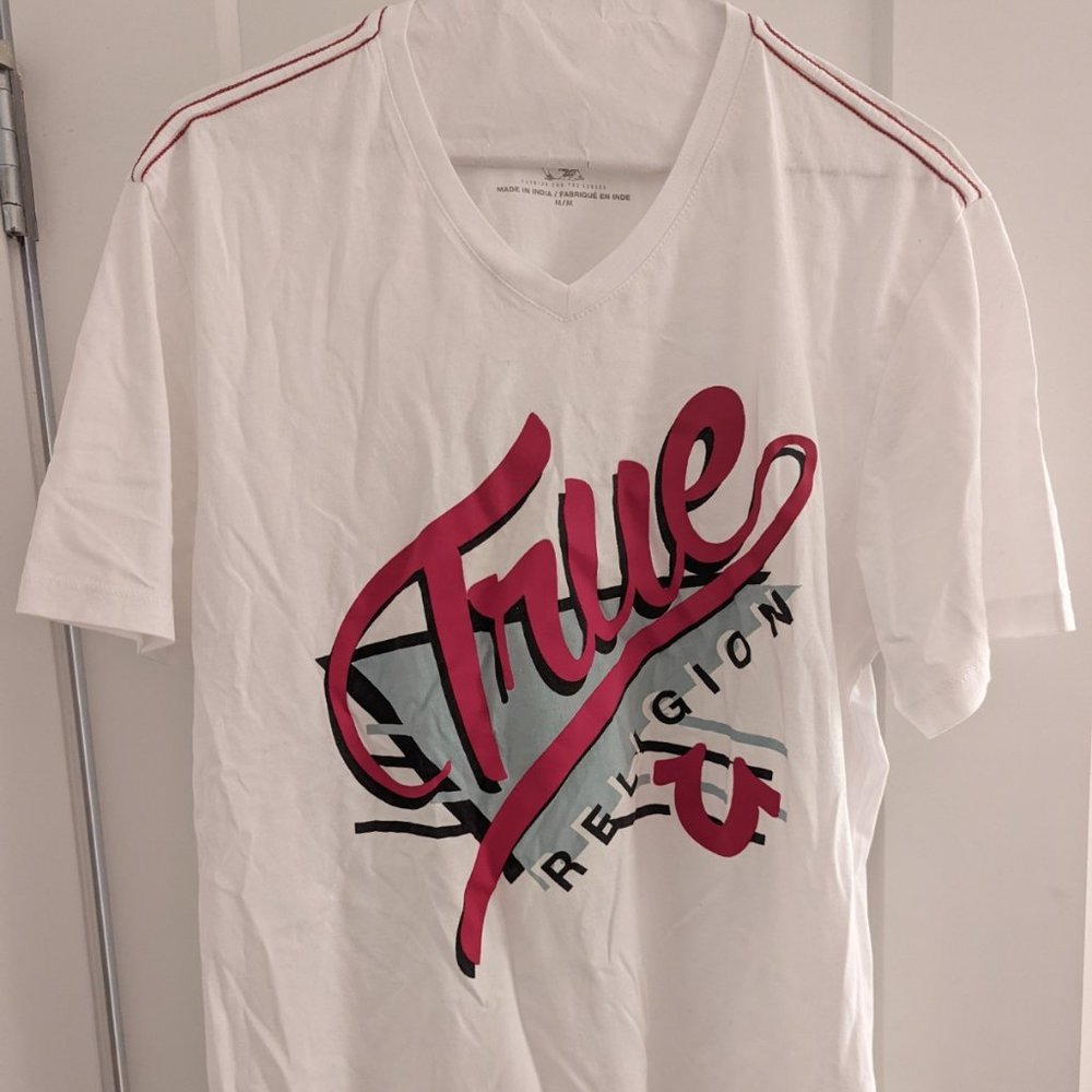 True Religion Men's Logo Short Sleeve White Tee